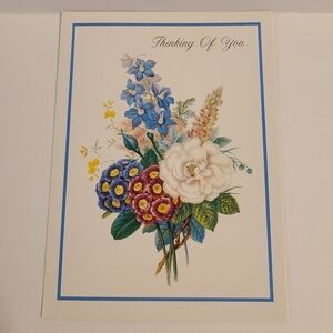 Vintage Floral Fantasy Colorful Flowers Just to Say Hello Card - New